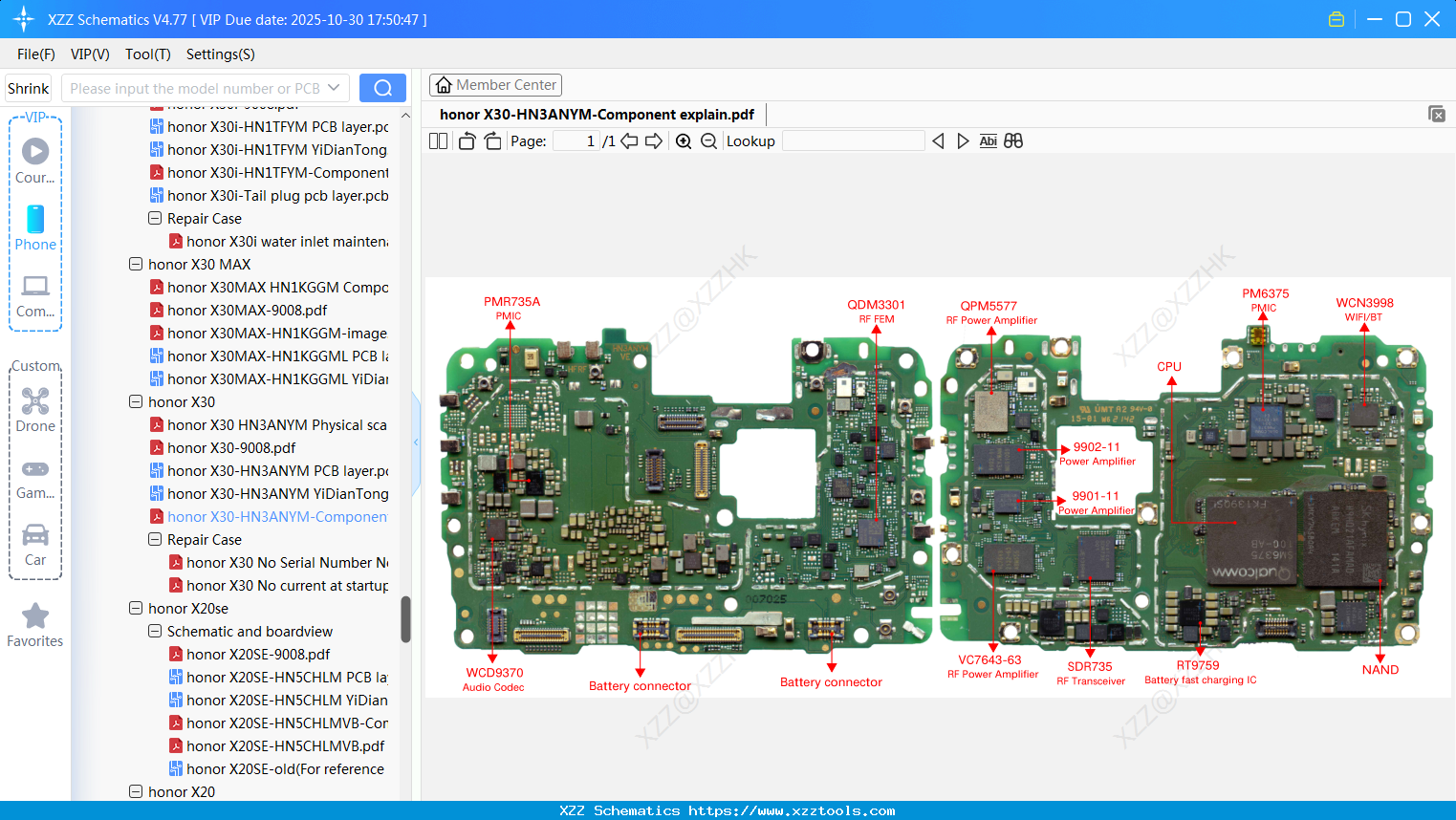 Honor X30-HN3ANYM-Component Explain